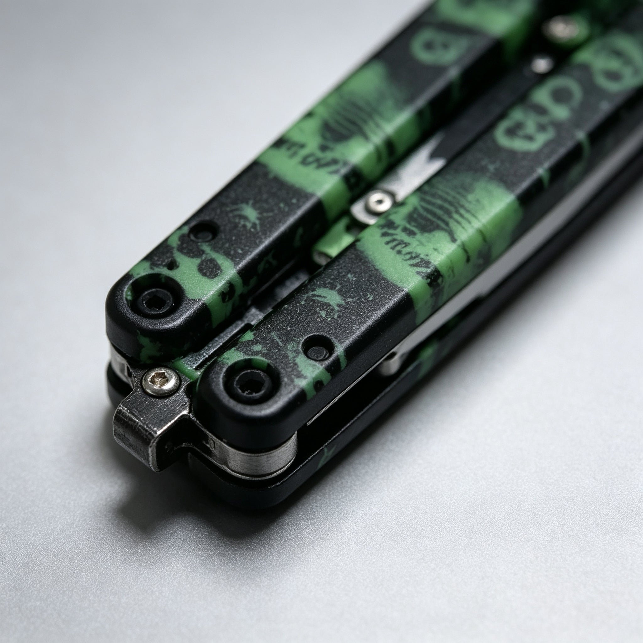 PH02 Butterfly Knife – Black Skull — view 3