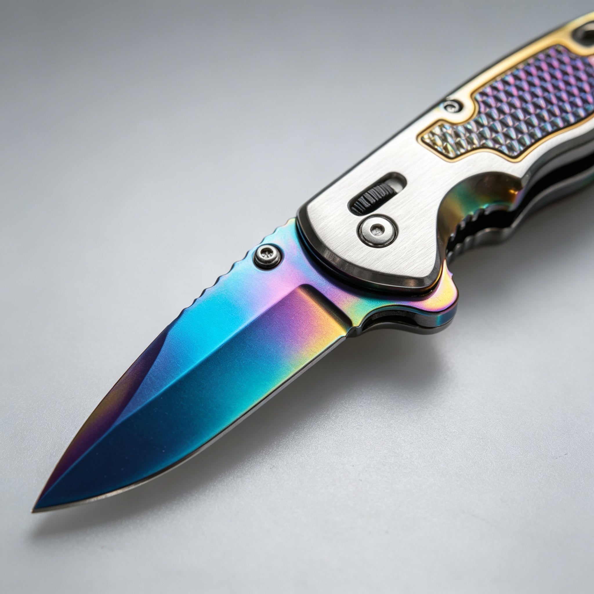 PH07 Folding Knife – Rainbow Titanium — view 3