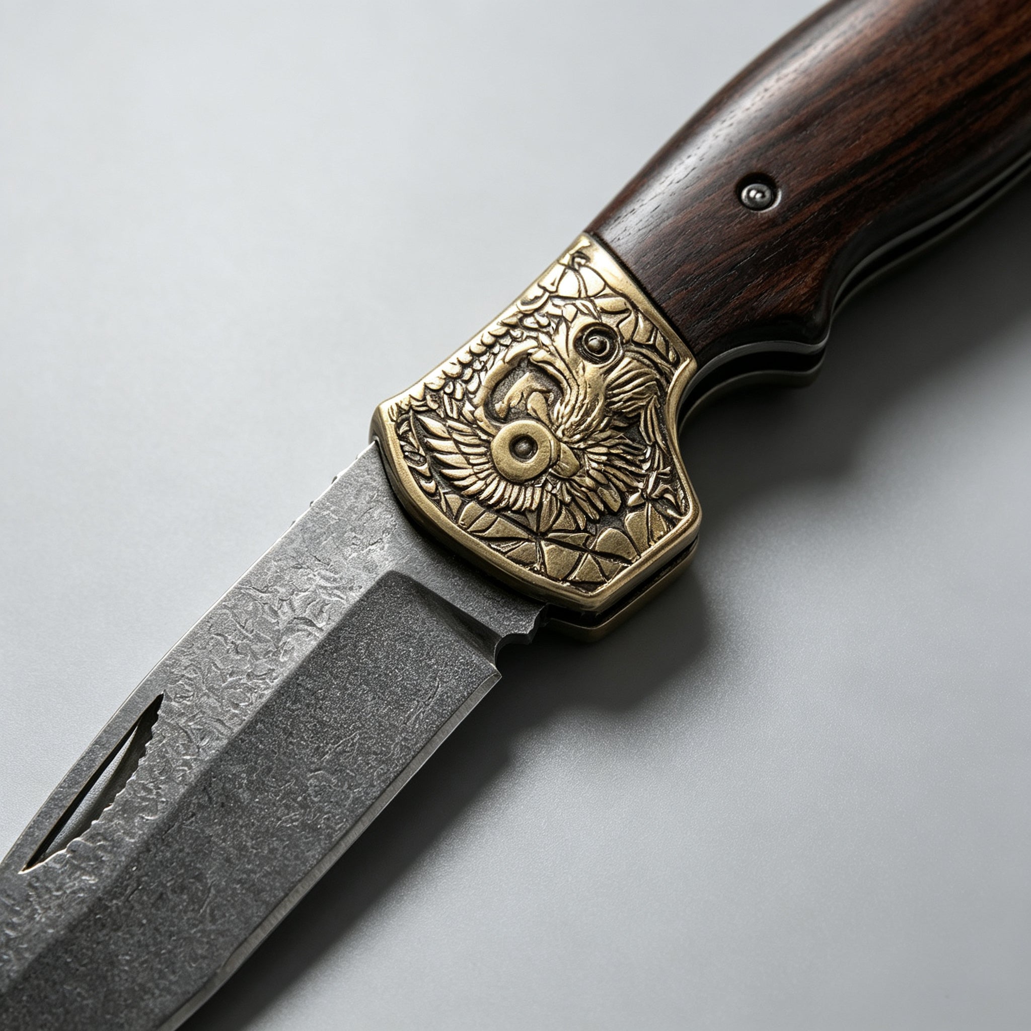 T-02 Folding Knife – D2, Copper & Wood — view 3